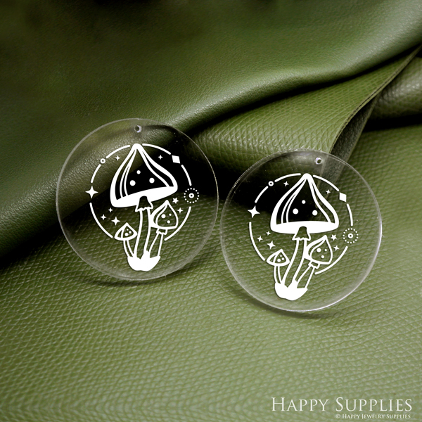 Mushroom Acrylic Pendant Making Jewelry Findings Bead Laser Cut  Circle Charms For DIY Necklace Earrings (AHC051)