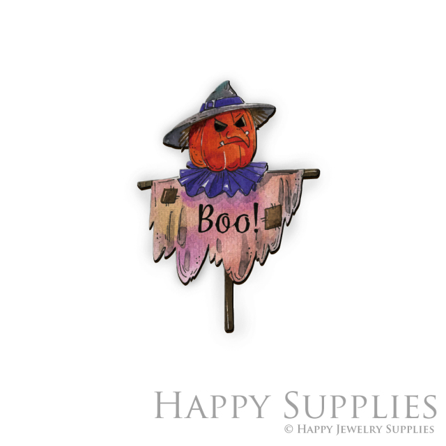 Handmade Jewelry Making Supplies Beads Cut Wooden Charm Pumpkin Scarecrow For DIY Necklace Earring Brooch (CW383)