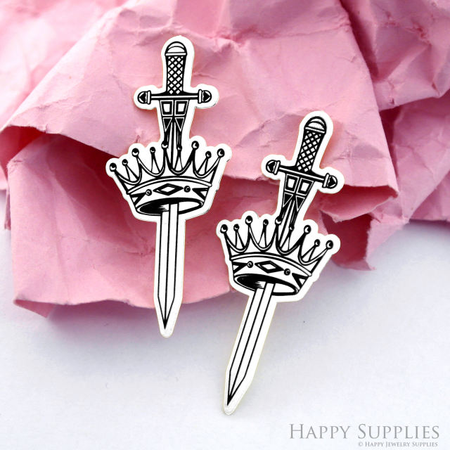 Making Jewelry Findings Stainless Steel Bead Metal Pendant Laser Cut Engraved Black Sword Charms For DIY Necklace Earrings (ESD226)