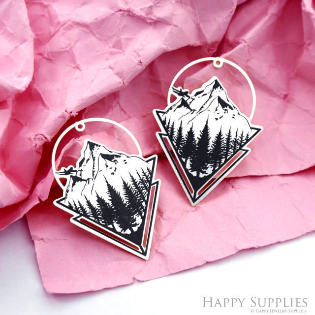 Making Jewelry Findings Stainless Steel Bead Metal Pendant Laser Cut Engraved Black Geometry Charms For DIY Necklace Earrings (ESD268)