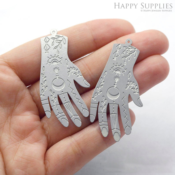 Corroded Stainless Steel Jewelry Charms,Palm Moon Eye Hand Stainless Steel Earring Charms, Corroded Stainless Steel Silver Jewelry Pendants, Corroded Stainless Steel Silver Jewelry Findings, Corroded Stainless Steel Pendants Jewelry Wholesale (SSB56)