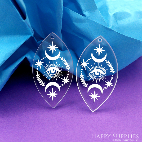 Diamond Acrylic Pendant Making Jewelry Findings Bead Laser Cut Eye Charms For DIY Necklace Earrings (AHD062)