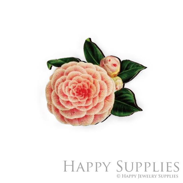 Handmade Jewelry Making Supplies Beads Cut Wooden Charm Rose Flower For DIY Necklace Earring Brooch (CW080-B)