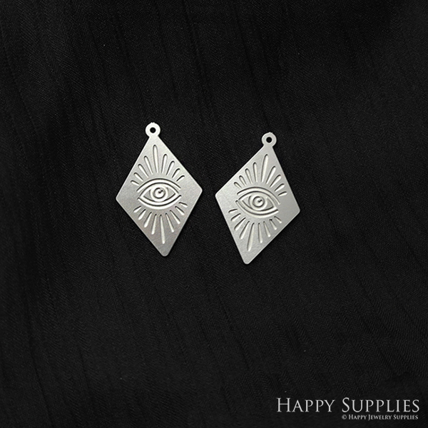 Corroded Stainless Steel Jewelry Charms, Eyes Eyelash Rhombus Stainless Steel Earring Charms, Corroded Stainless Steel Silver Jewelry Pendants, Corroded Stainless Steel Silver Jewelry Findings, Corroded Stainless Steel Pendants Jewelry Wholesale (SSB37)