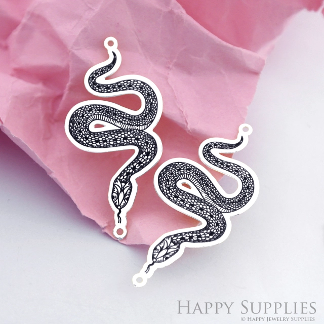 Making Jewelry Findings Raw Brass Bead Pendant Laser Cut Engraved Black Snake Charm For DIY Necklace Earrings (ERD177)