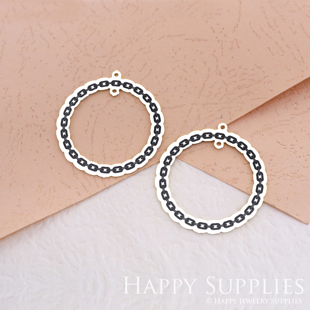 Making Jewelry Findings Stainless Steel Bead Metal Pendant Laser Cut Engraved Black Circle Charms For DIY Necklace Earrings (ESD059)