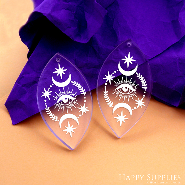Diamond Acrylic Pendant Making Jewelry Findings Bead Laser Cut Eye Charms For DIY Necklace Earrings (AHD062)