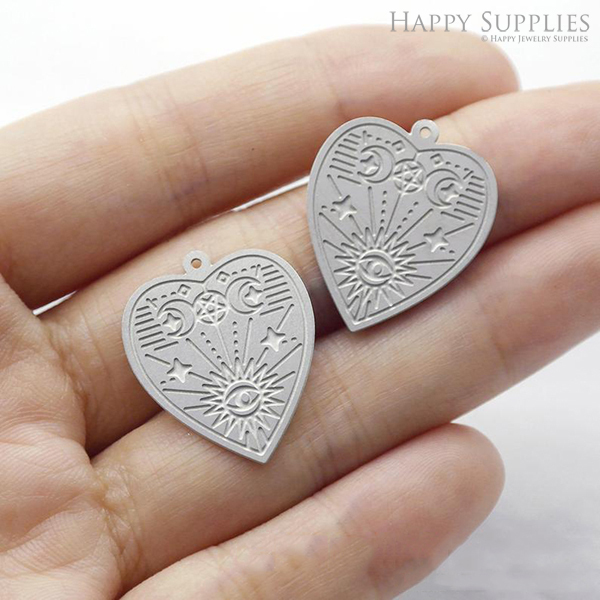 Corroded Stainless Steel Jewelry Charms, Heart Corroded Stainless Steel Earring Charms, Corroded Stainless Steel Silver Jewelry Pendants, Corroded Stainless Steel Silver Jewelry Findings, Corroded Stainless Steel Pendants Jewelry Wholesale (SSB119)