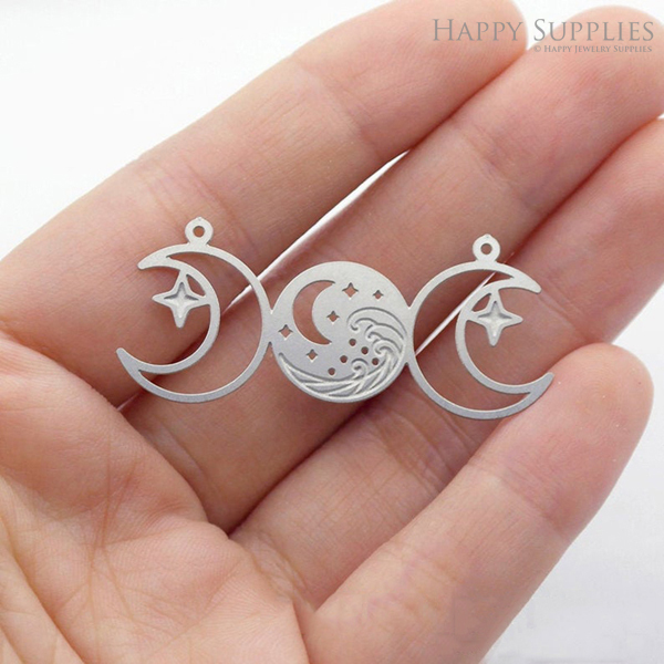 Corroded Stainless Steel Jewelry Charms,Moon Stars Corroded Stainless Steel Earring Charms, Corroded Stainless Steel Silver Jewelry Pendants, Corroded Stainless Steel Silver Jewelry Findings, Corroded Stainless Steel Pendants Jewelry Wholesale (SSB141)