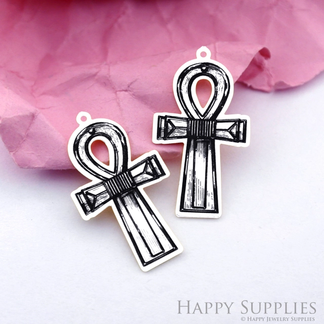 Making Jewelry Findings Raw Brass Bead Pendant Laser Cut Engraved Black Cross Charm For DIY Necklace Earrings (ERD193)