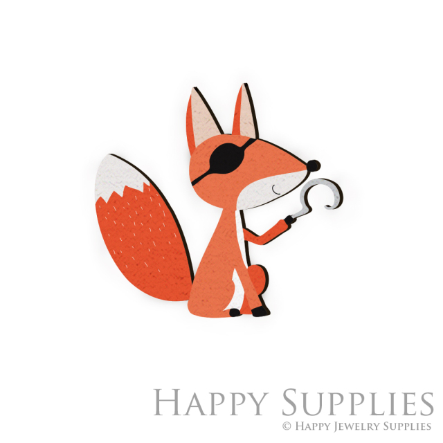 Handmade Jewelry Making Supplies Beads Cut Wooden Charm Fox For DIY Necklace Earring Brooch (CW070-A)