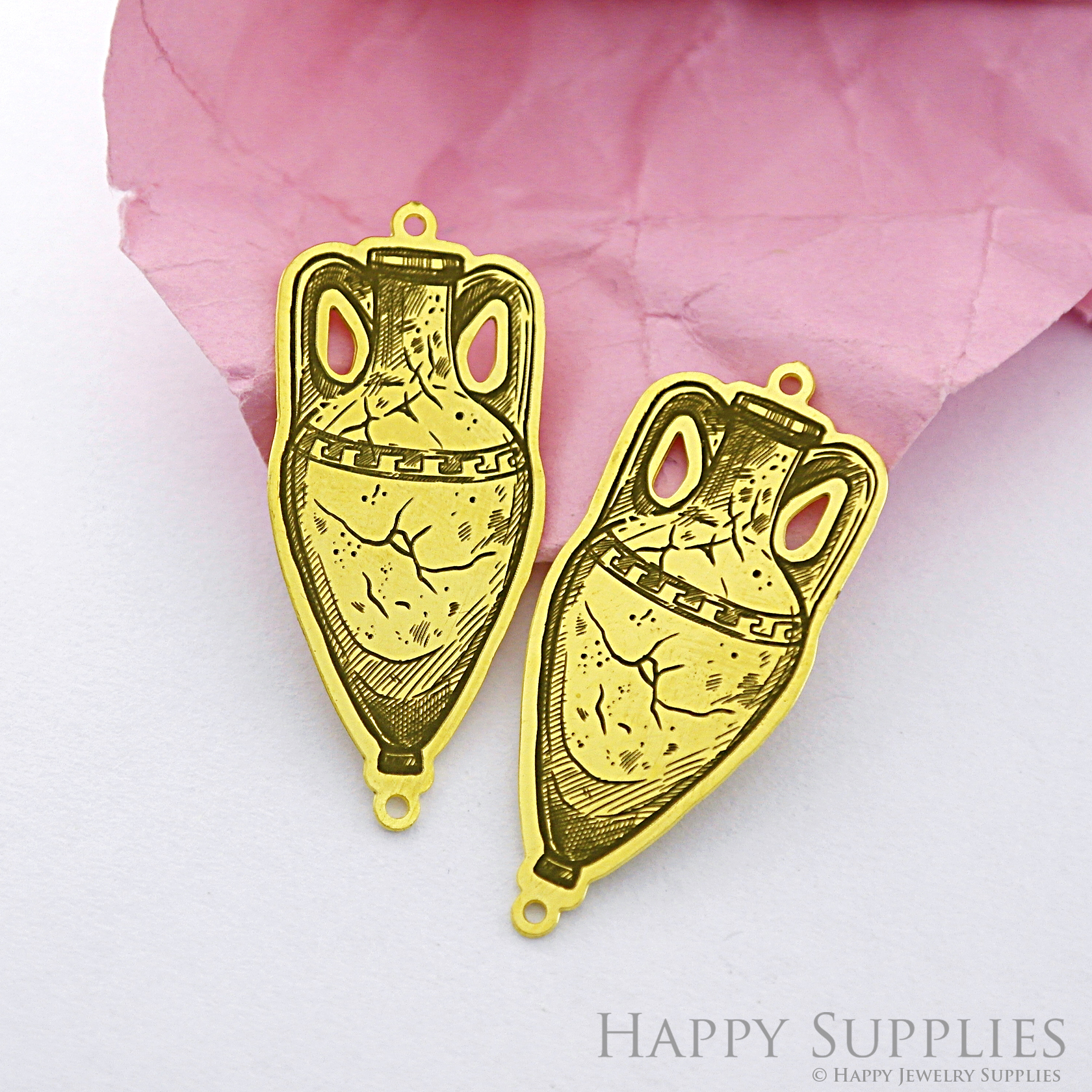 Making Jewelry Findings Raw Brass Bead Pendant Laser Cut Engraved Black Kettle Charm For DIY Necklace Earrings (ERD189)