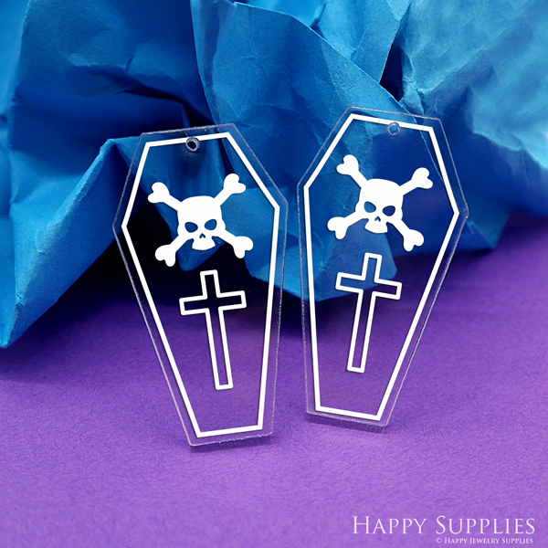 Halloween Acrylic Pendant Making Jewelry Findings Bead Laser Cut Skull Charms For DIY Necklace Earrings (AHK138)