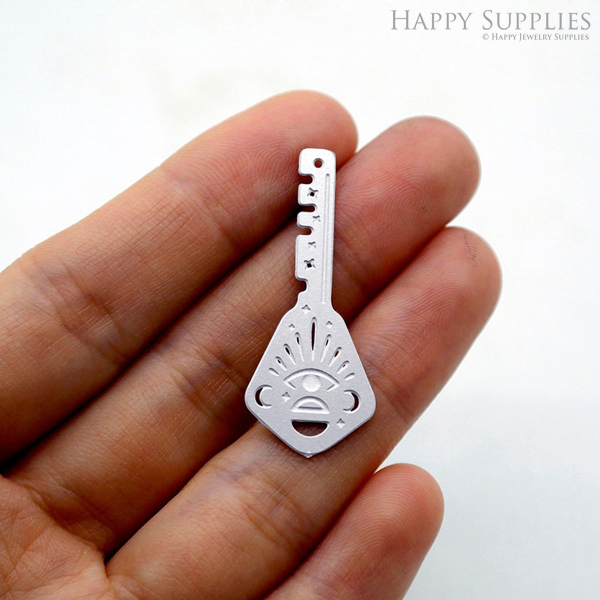 Corroded Stainless Steel Jewelry Charms,Key Corroded Stainless Steel Earring Charms, Corroded Stainless Steel Silver Jewelry Pendants, Corroded Stainless Steel Silver Jewelry Findings, Corroded Stainless Steel Pendants Jewelry Wholesale (SSB492)