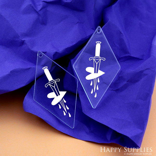 Diamond Acrylic Pendant Making Jewelry Findings Bead Laser Cut  Sword Charms For DIY Necklace Earrings (AHB072)
