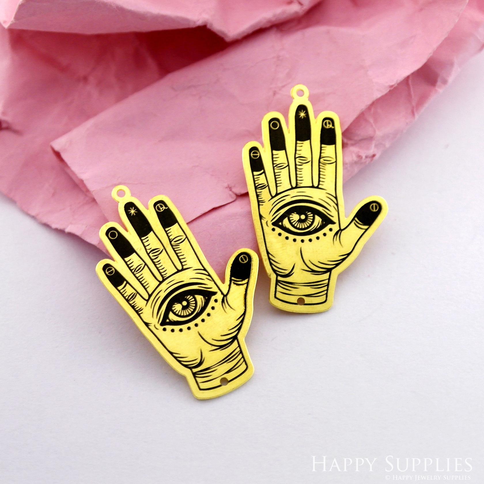 Making Jewelry Findings Stainless Steel Bead Metal Pendant Laser Cut Engraved Black Hand Charms For DIY Necklace Earrings (ESD201)