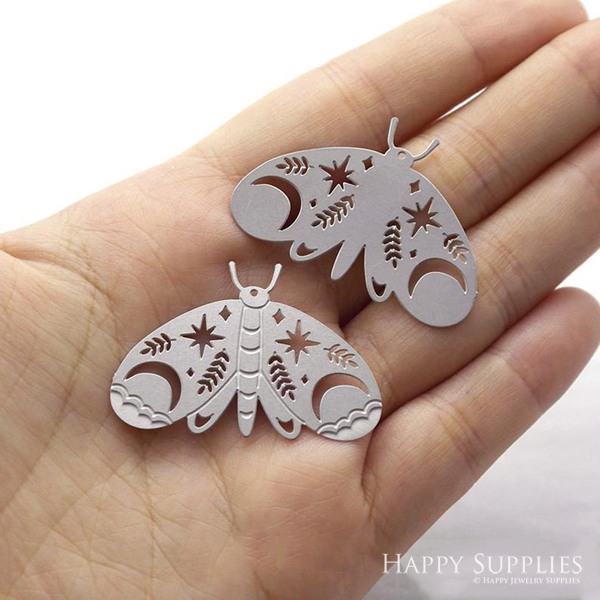 Corroded Stainless Steel Jewelry Charms,Moth Corroded Stainless Steel Earring Charms, Corroded Stainless Steel Silver Jewelry Pendants, Corroded Stainless Steel Silver Jewelry Findings, Corroded Stainless Steel Pendants Jewelry Wholesale (SSB154)