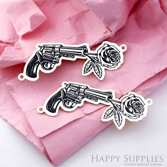 Making Jewelry Findings Stainless Steel Bead Metal Pendant Laser Cut Engraved Black Gun Charms For DIY Necklace Earrings (ESD200)