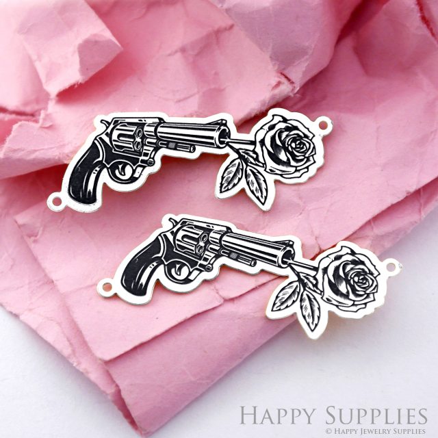 Making Jewelry Findings Stainless Steel Bead Metal Pendant Laser Cut Engraved Black Gun Charms For DIY Necklace Earrings (ESD200)