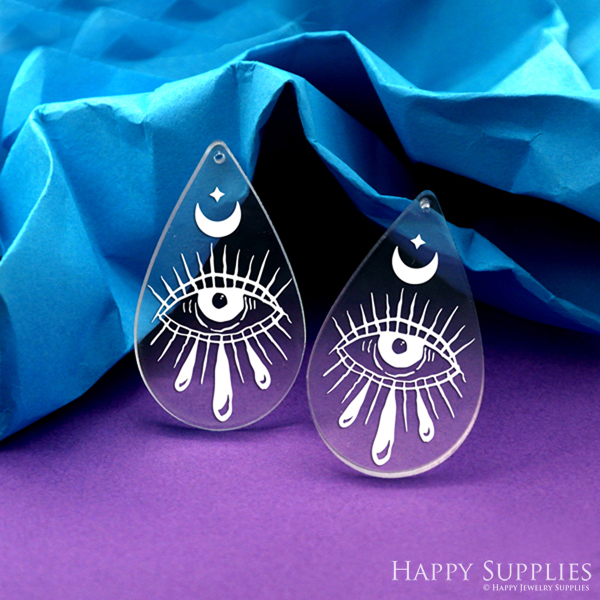 Eye Acrylic Pendant Making Jewelry Findings Bead Laser Cut  Teardrop Charms For DIY Necklace Earrings (AHT099)
