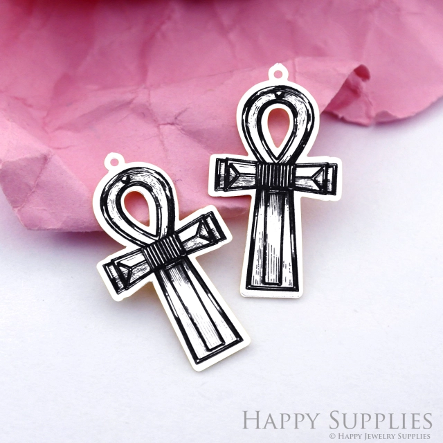 Making Jewelry Findings Stainless Steel Bead Metal Pendant Laser Cut Engraved Black Cross Charms For DIY Necklace Earrings (ESD193)