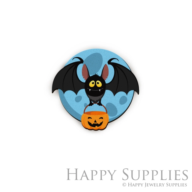 Handmade Jewelry Making Supplies Beads Cut Wooden Charm Pumpkin Bat Halloween For DIY Necklace Earring Brooch (CW429)