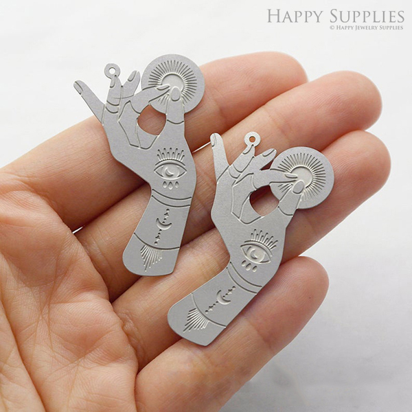 Corroded Stainless Steel Jewelry Charms,OK Hand Corroded Stainless Steel Earring Charms, Corroded Stainless Steel Silver Jewelry Pendants, Corroded Stainless Steel Silver Jewelry Findings, Corroded Stainless Steel Pendants Jewelry Wholesale (SSB102)