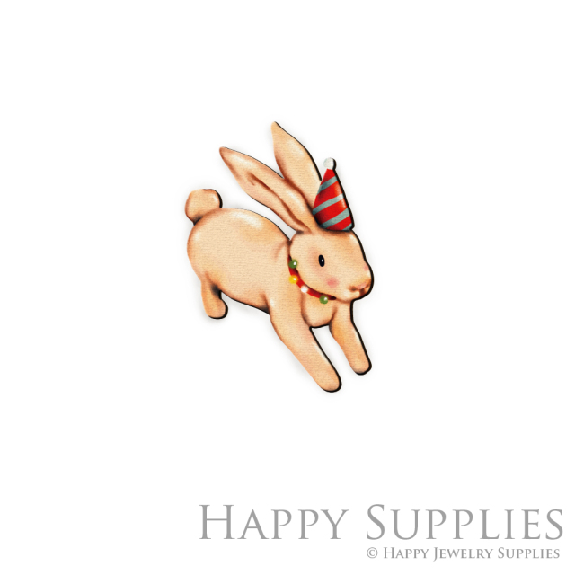 Handmade Jewelry Making Supplies Beads Cut Wooden Charm Rabbit For DIY Necklace Earring Brooch (CW510)