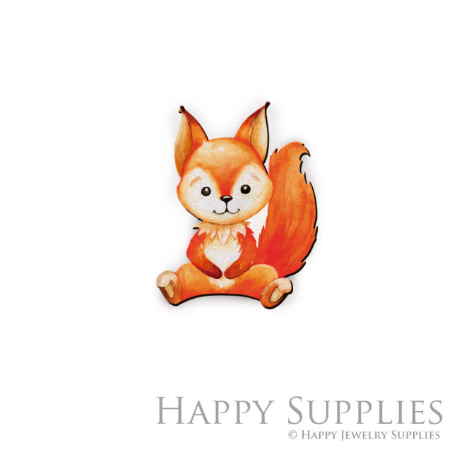 Handmade Jewelry Making Supplies Beads Cut Wooden Charm Fox For DIY Necklace Earring Brooch (CW405)