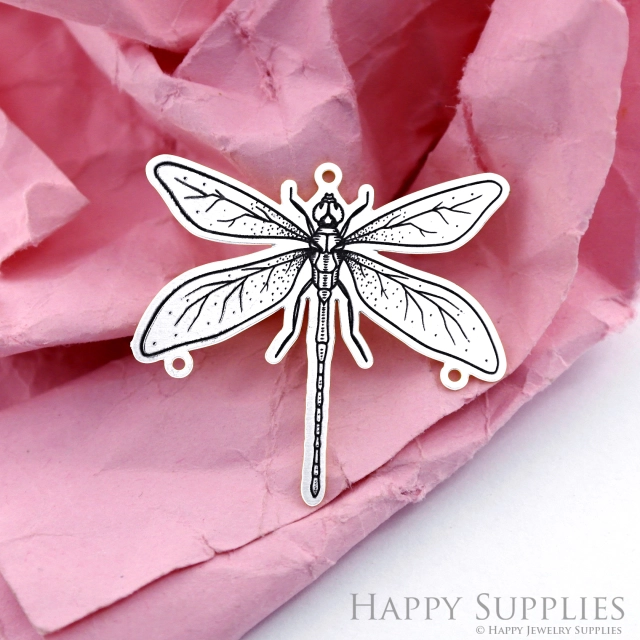 Making Jewelry Findings Stainless Steel Bead Metal Pendant Laser Cut Engraved Black Dragonfly Charms For DIY Necklace Earrings (ESD198)