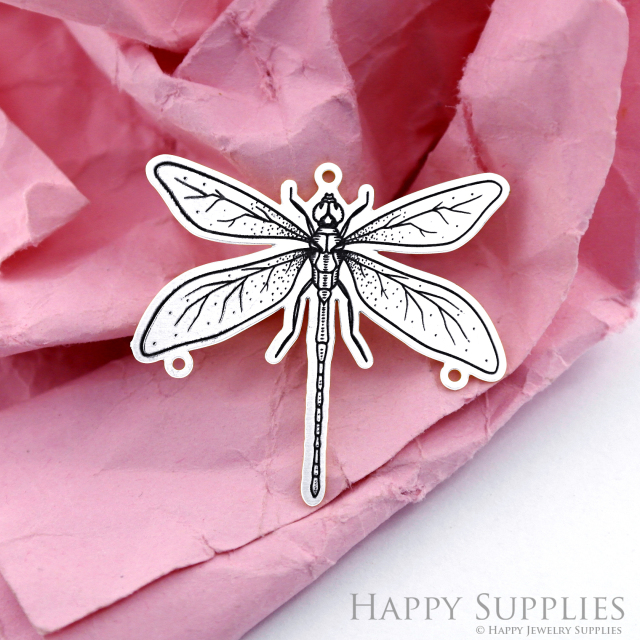 Making Jewelry Findings Stainless Steel Bead Metal Pendant Laser Cut Engraved Black Dragonfly Charms For DIY Necklace Earrings (ESD198)