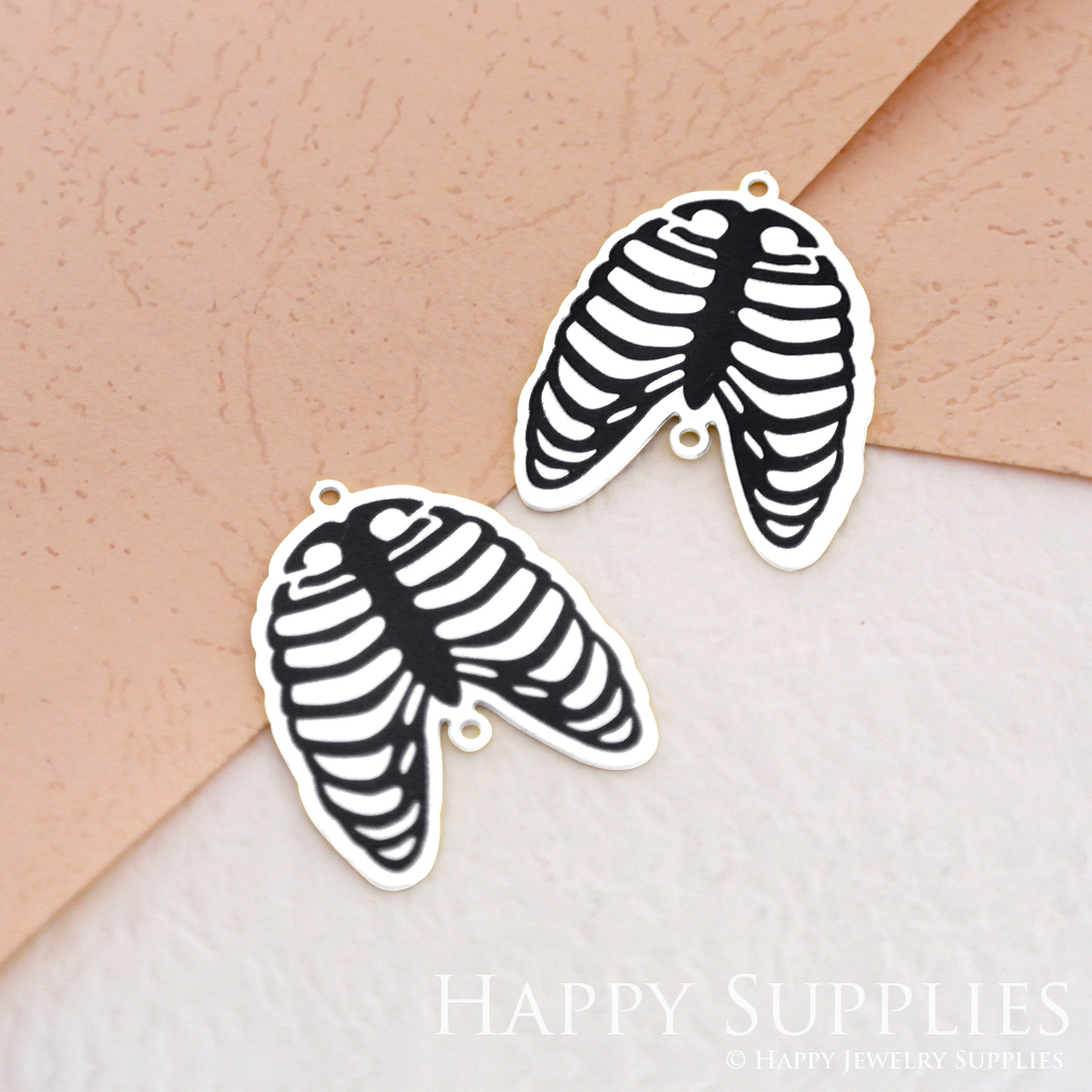 Making Jewelry Findings Stainless Steel Bead Metal Pendant Laser Cut Engraved Black Bone Charms For DIY Necklace Earrings (ESD054)