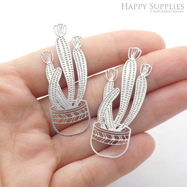 Corroded Stainless Steel Jewelry Charms,Cactus Corroded Stainless Steel Earring Charms, Corroded Stainless Steel Silver Jewelry Pendants, Corroded Stainless Steel Silver Jewelry Findings, Corroded Stainless Steel Pendants Jewelry Wholesale (SSB143)