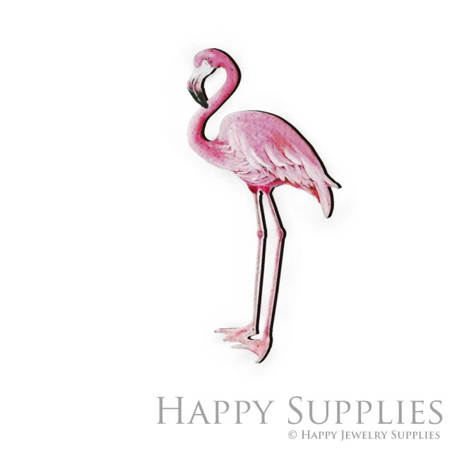 Handmade Jewelry Making Supplies Beads Cut Wooden Charm Flamingo For DIY Necklace Earring Brooch (CW079-C)