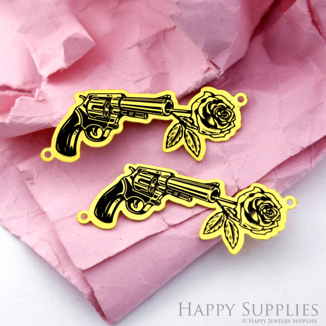 Making Jewelry Findings Raw Brass Bead Pendant Laser Cut Engraved Black Gun Charm For DIY Necklace Earrings (ERD200)