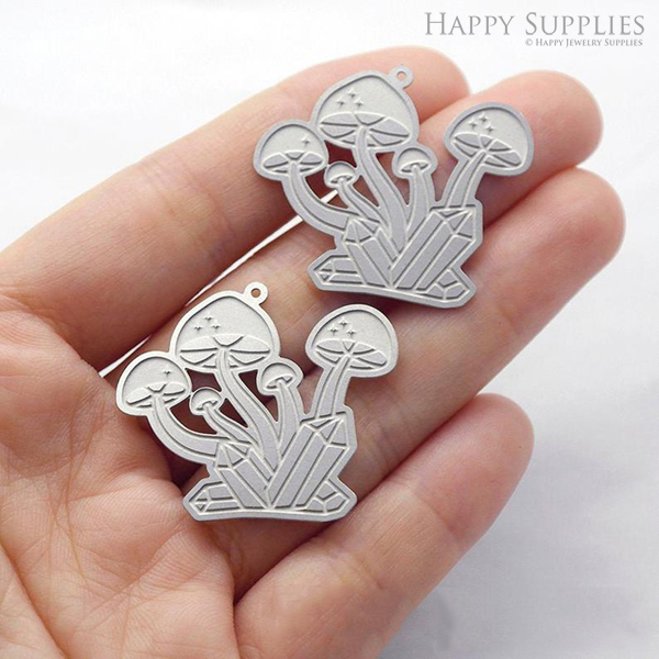 Corroded Stainless Steel Jewelry Charms,Mushroom Corroded Stainless Steel Earring Charms, Corroded Stainless Steel Silver Jewelry Pendants, Corroded Stainless Steel Silver Jewelry Findings, Corroded Stainless Steel Pendants Jewelry Wholesale (SSB106)