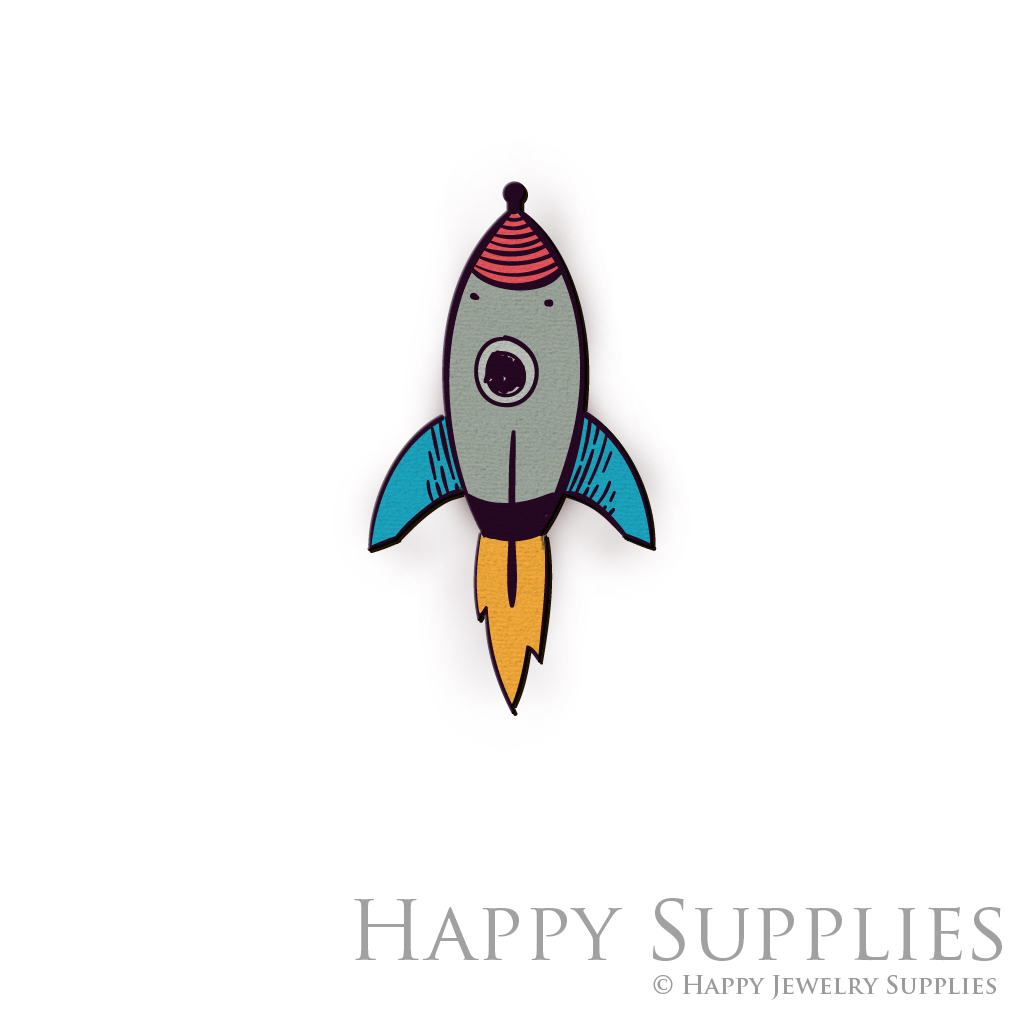 Handmade Jewelry Making Supplies Beads Cut Wooden Charm Rocket For DIY Necklace Earring Brooch (CW401)
