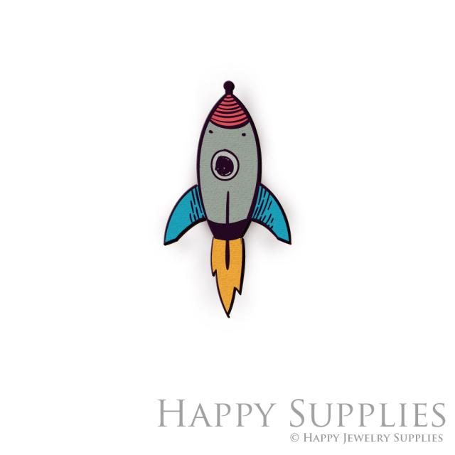 Handmade Jewelry Making Supplies Beads Cut Wooden Charm Rocket For DIY Necklace Earring Brooch (CW401)