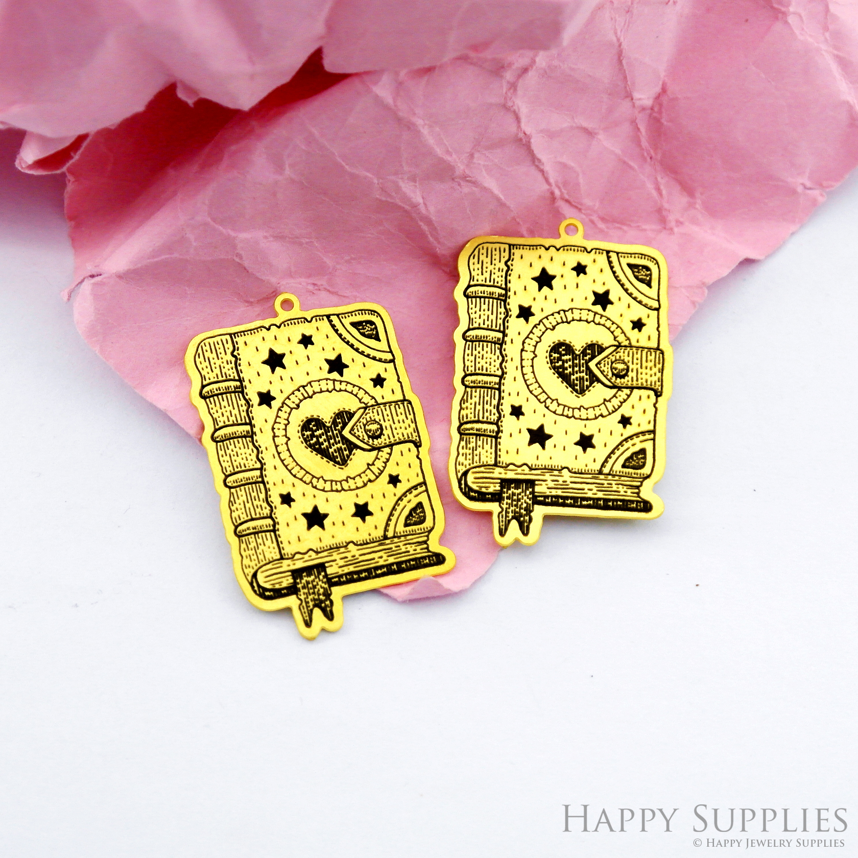 Making Jewelry Findings Stainless Steel Bead Metal Pendant Laser Cut Engraved Black Book Charms For DIY Necklace Earrings (ESD283)