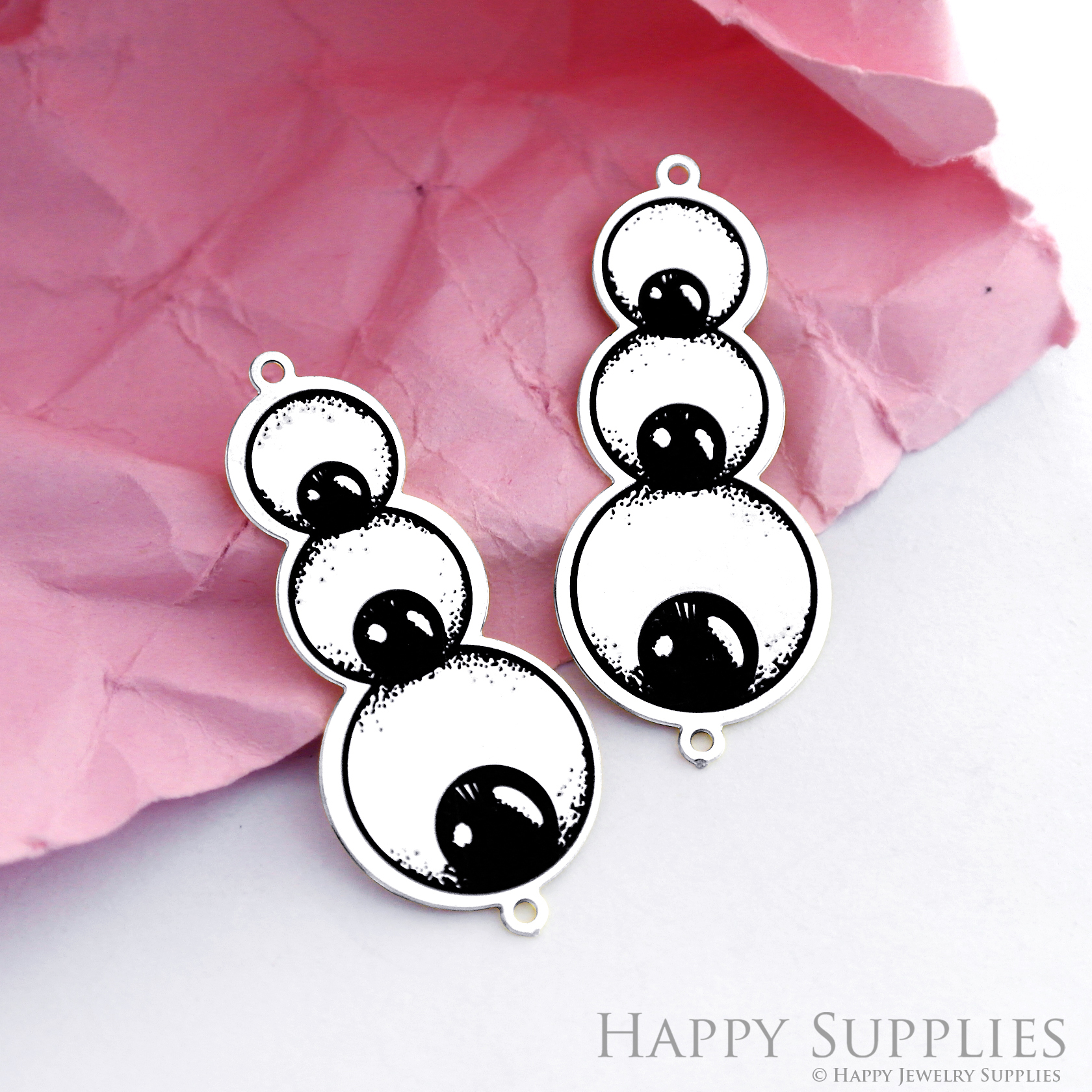 Making Jewelry Findings Raw Brass Bead Pendant Laser Cut Engraved Black Eye Charm For DIY Necklace Earrings (ERD173)
