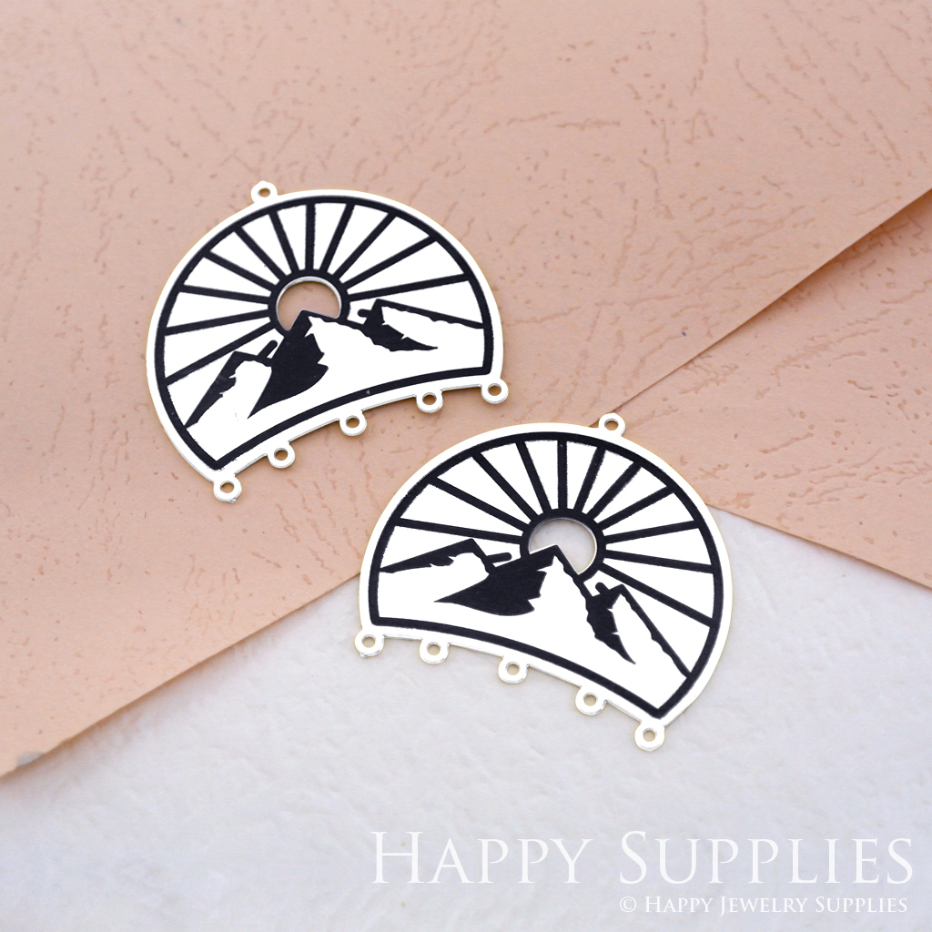 Making Jewelry Findings Stainless Steel Bead Metal Pendant Laser Cut Engraved Black Mountain Charms For DIY Necklace Earrings (ESD050)