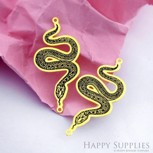 Making Jewelry Findings Raw Brass Bead Pendant Laser Cut Engraved Black Snake Charm For DIY Necklace Earrings (ERD177)