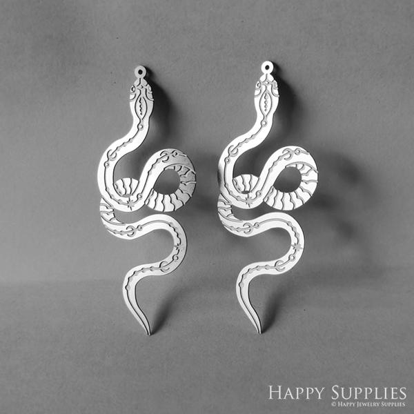 Corroded Stainless Steel Jewelry Charms, Snake Corroded Stainless Steel Earring Charms, Corroded Stainless Steel Silver Jewelry Pendants, Corroded Stainless Steel Silver Jewelry Findings, Corroded Stainless Steel Pendants Jewelry Wholesale (SSB86)