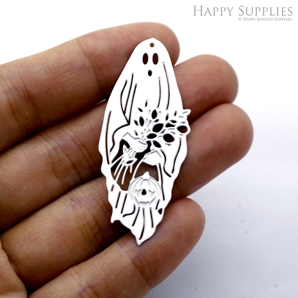 Corroded Stainless Steel Jewelry Charms,Ghost Corroded Stainless Steel Earring Charms, Corroded Stainless Steel Silver Jewelry Pendants, Corroded Stainless Steel Silver Jewelry Findings, Corroded Stainless Steel Pendants Jewelry Wholesale (SSB530)