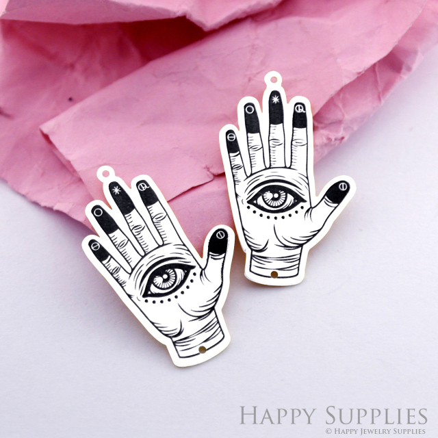 Making Jewelry Findings Stainless Steel Bead Metal Pendant Laser Cut Engraved Black Hand Charms For DIY Necklace Earrings (ESD201)