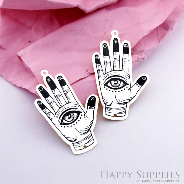 Making Jewelry Findings Stainless Steel Bead Metal Pendant Laser Cut Engraved Black Hand Charms For DIY Necklace Earrings (ESD201)