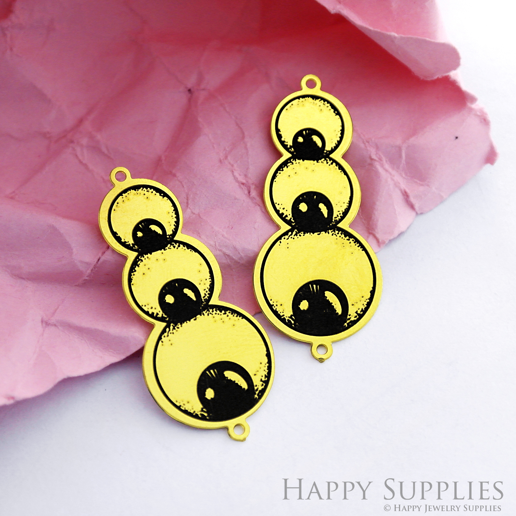 Making Jewelry Findings Raw Brass Bead Pendant Laser Cut Engraved Black Eye Charm For DIY Necklace Earrings (ERD173)