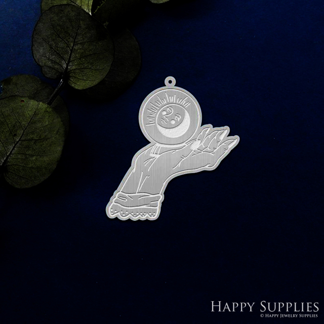 Corroded Stainless Steel Jewelry Charms,Moon Sun Face Hand Stainless Steel Earring Charms, Corroded Stainless Steel Silver Jewelry Pendants, Corroded Stainless Steel Silver Jewelry Findings, Corroded Stainless Steel Pendants Jewelry Wholesale (SSB58)