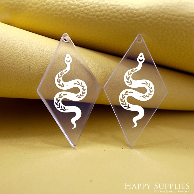 Diamond Acrylic Pendant Making Jewelry Findings Bead Laser Cut  Snake Charms For DIY Necklace Earrings (AHB073)