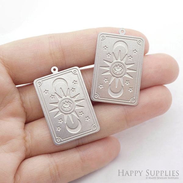 Corroded Stainless Steel Jewelry Charms,Moon Sun Rectangle Stainless Steel Earring Charms, Corroded Stainless Steel Silver Jewelry Pendants, Corroded Stainless Steel Silver Jewelry Findings, Corroded Stainless Steel Pendants Jewelry Wholesale (SSB55)